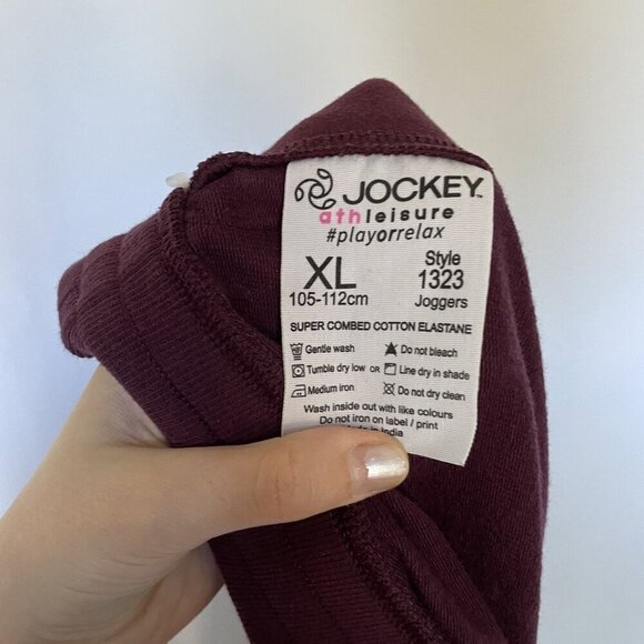 Jockey athleisure burgundy pants women's size XL casual pockets drawstring - Picture 6 of 6
